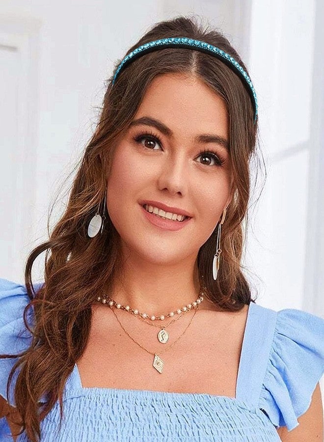 ويكو طوق رأس مرصع بأحجار الراين من ويكو - طوق شعر أزرق لامع مرصع بالألماس للنساء، مناسب لأعياد الميلاد، وحفلات الزفاف، والمناسبات الخاصة، والهدايا - Image 2